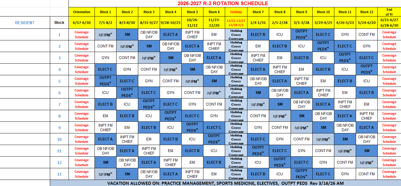 R3 Sample Schedule